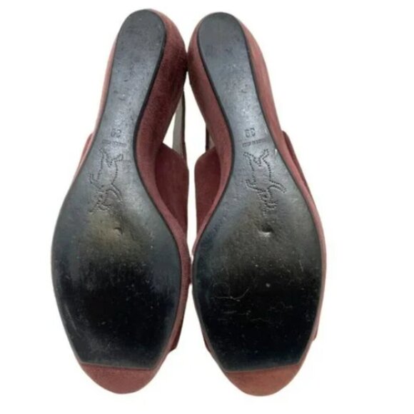 Marni Y2K Wine Suede Peep Toe Slingback Platform Wedges - Size 8.5 - Picture 5 of 7